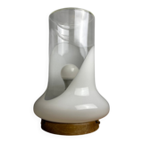 Vintage table lamp in white glass, Italy, 1970s