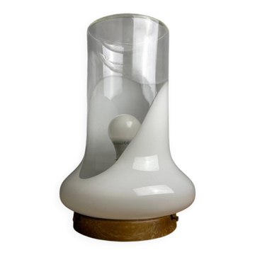 Lampe de table vintage en verre blanc, Italie, années 1970