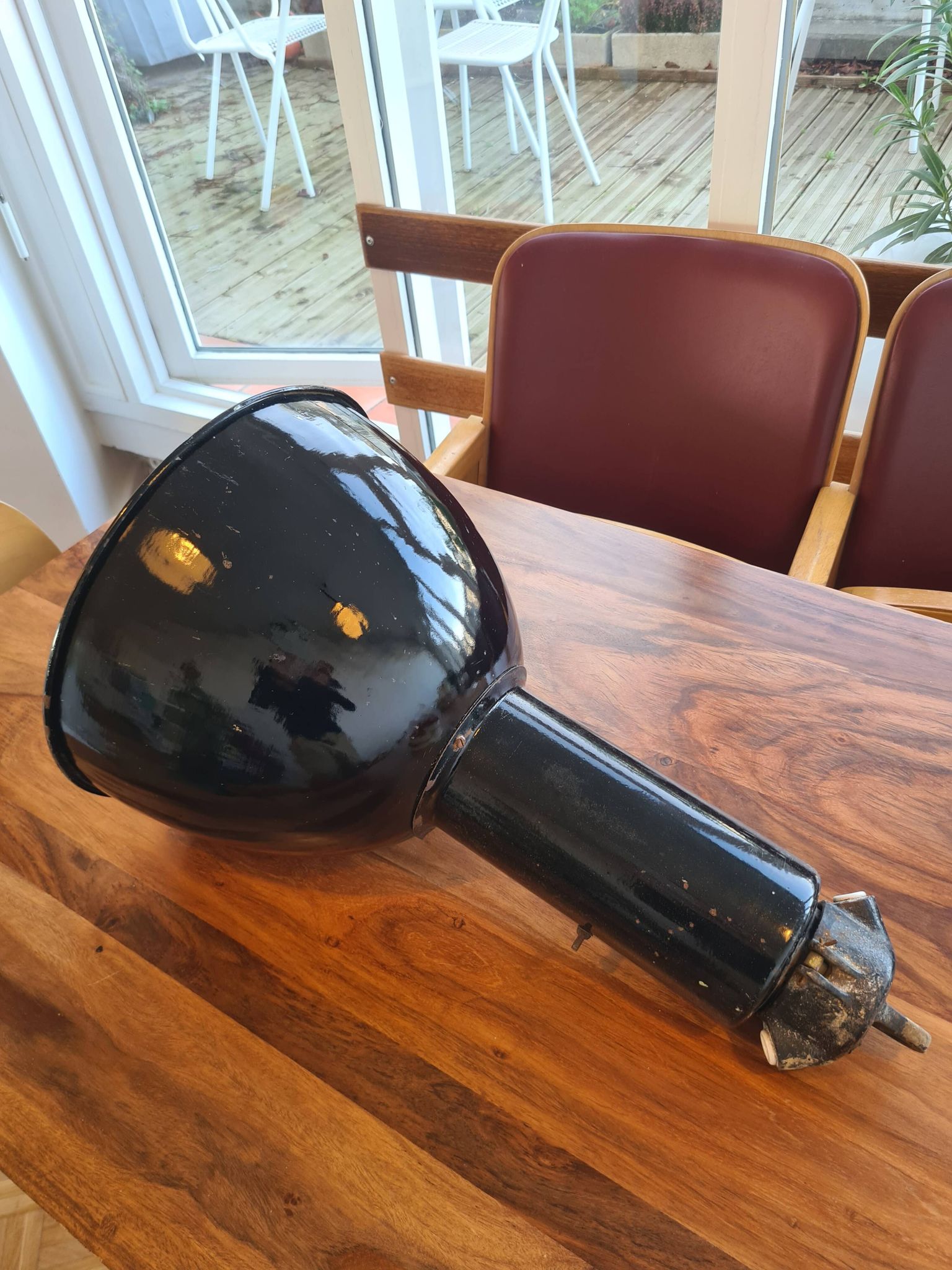 Czechoslovakian black industrial lamp from the 40s/50s called Bauhausde