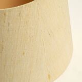 Beautiful minimalist 80s DOMUS teak table lamp with original wild silk fabr