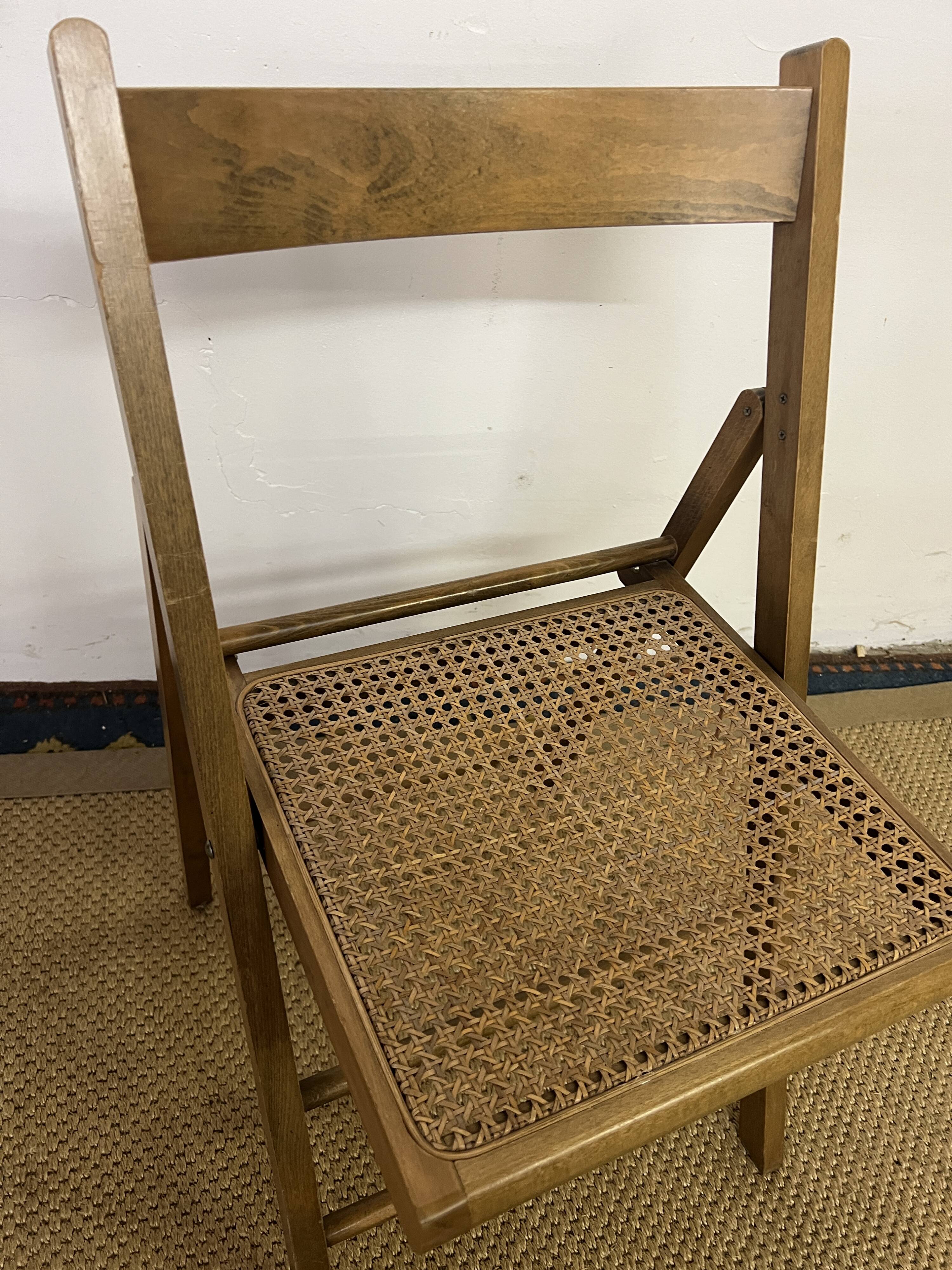 Vintage wooden and cane folding chair