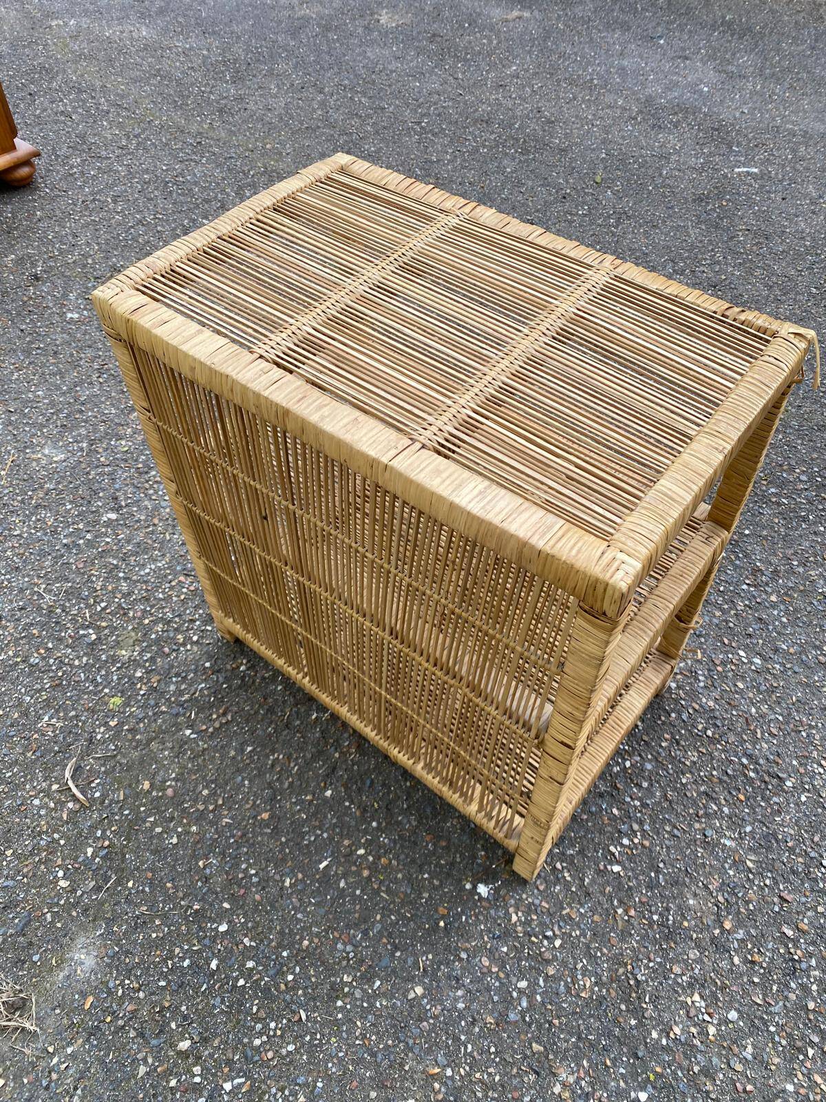 Vintage shelf in rattan and wicker 51cm