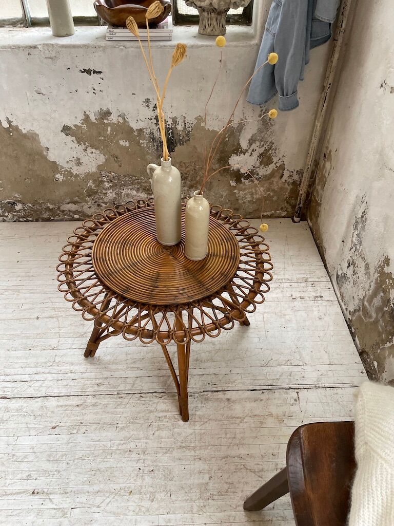 Rattan “sun” coffee table