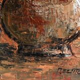 Huile sur toile fleurs fruits signé daté 1967