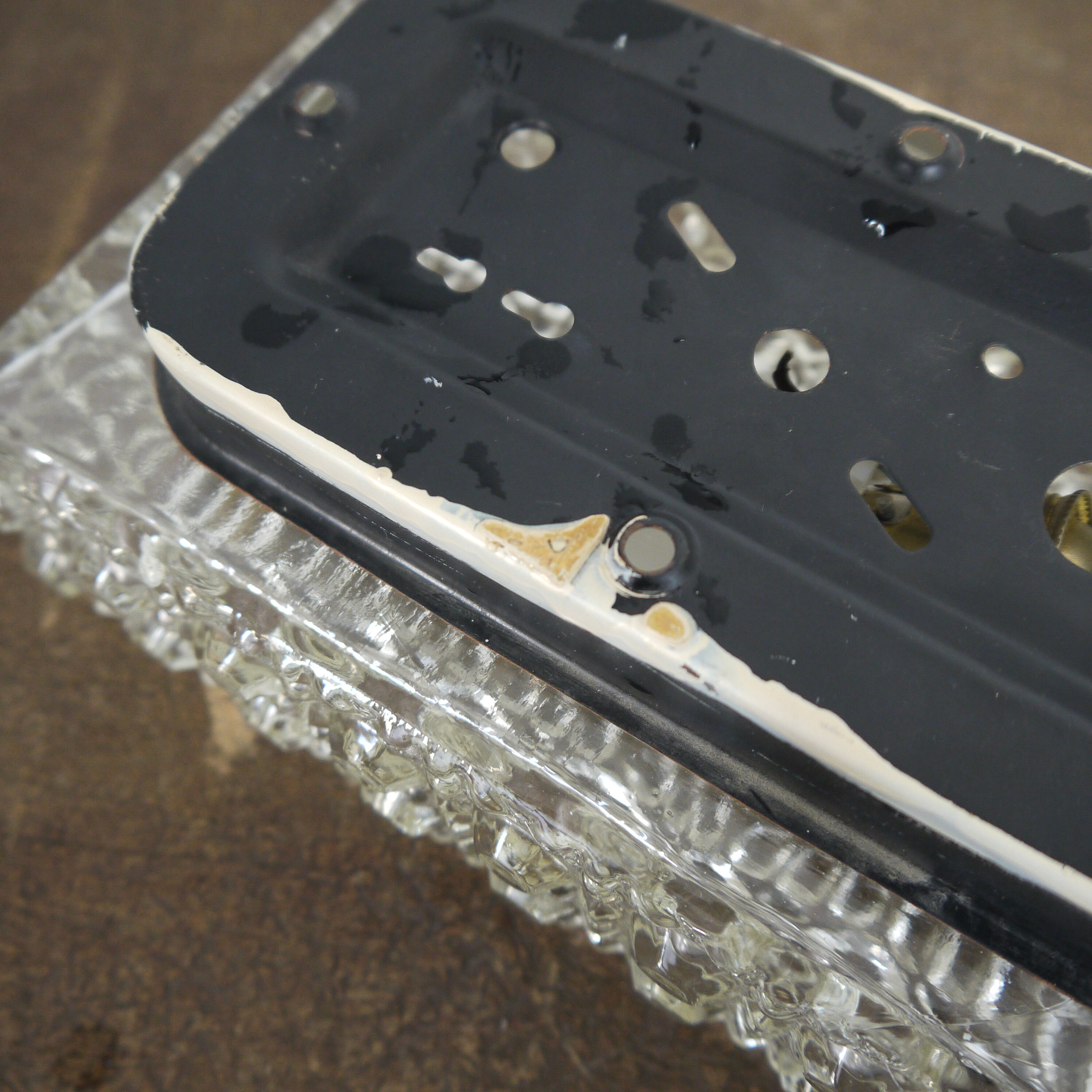 Rectangular chiseled glass ceiling light