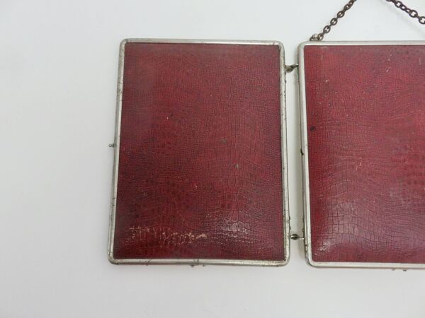 Miroir de barbier triptyque à chainette avec fermoir années 30 40