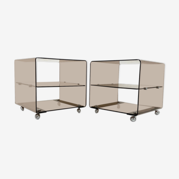 Michel dumas - pair of smoked plexi sofa tips