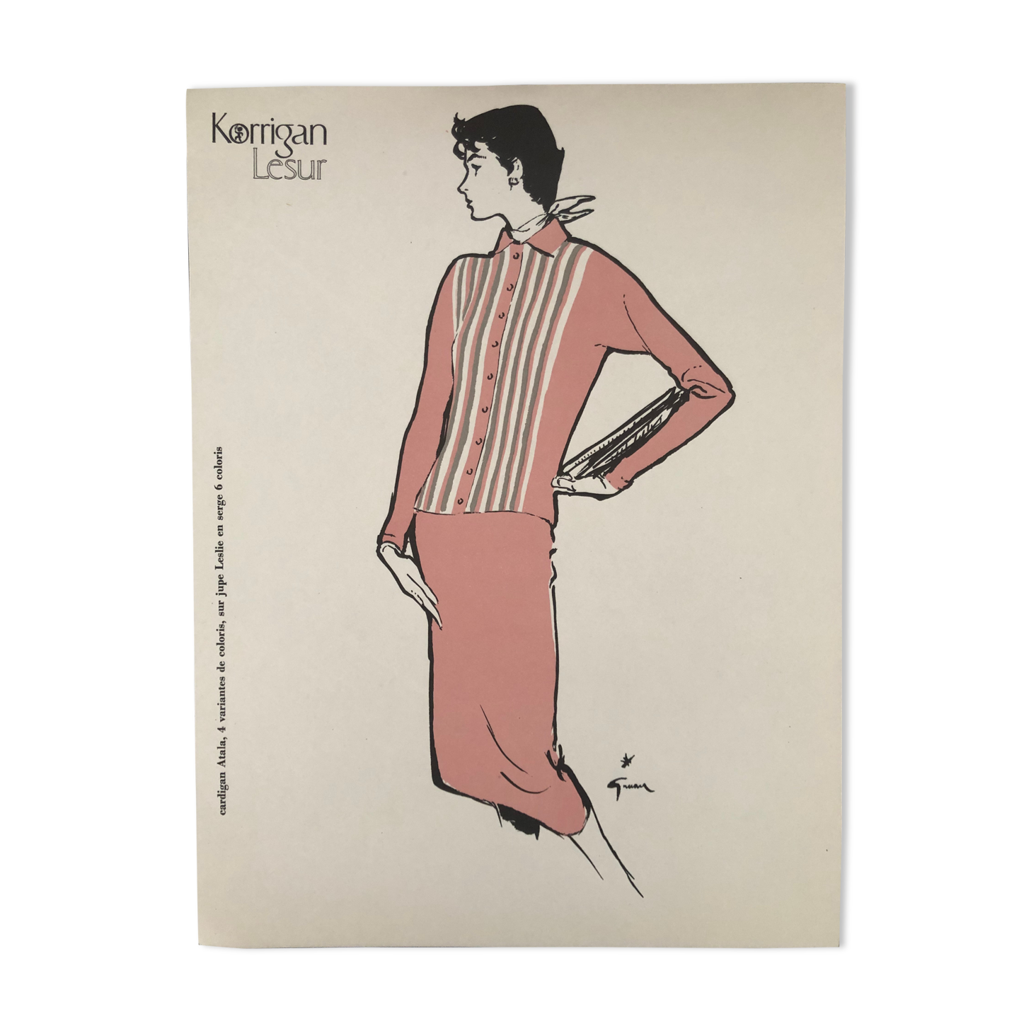 Illustration de mode 1957 par René Gruau