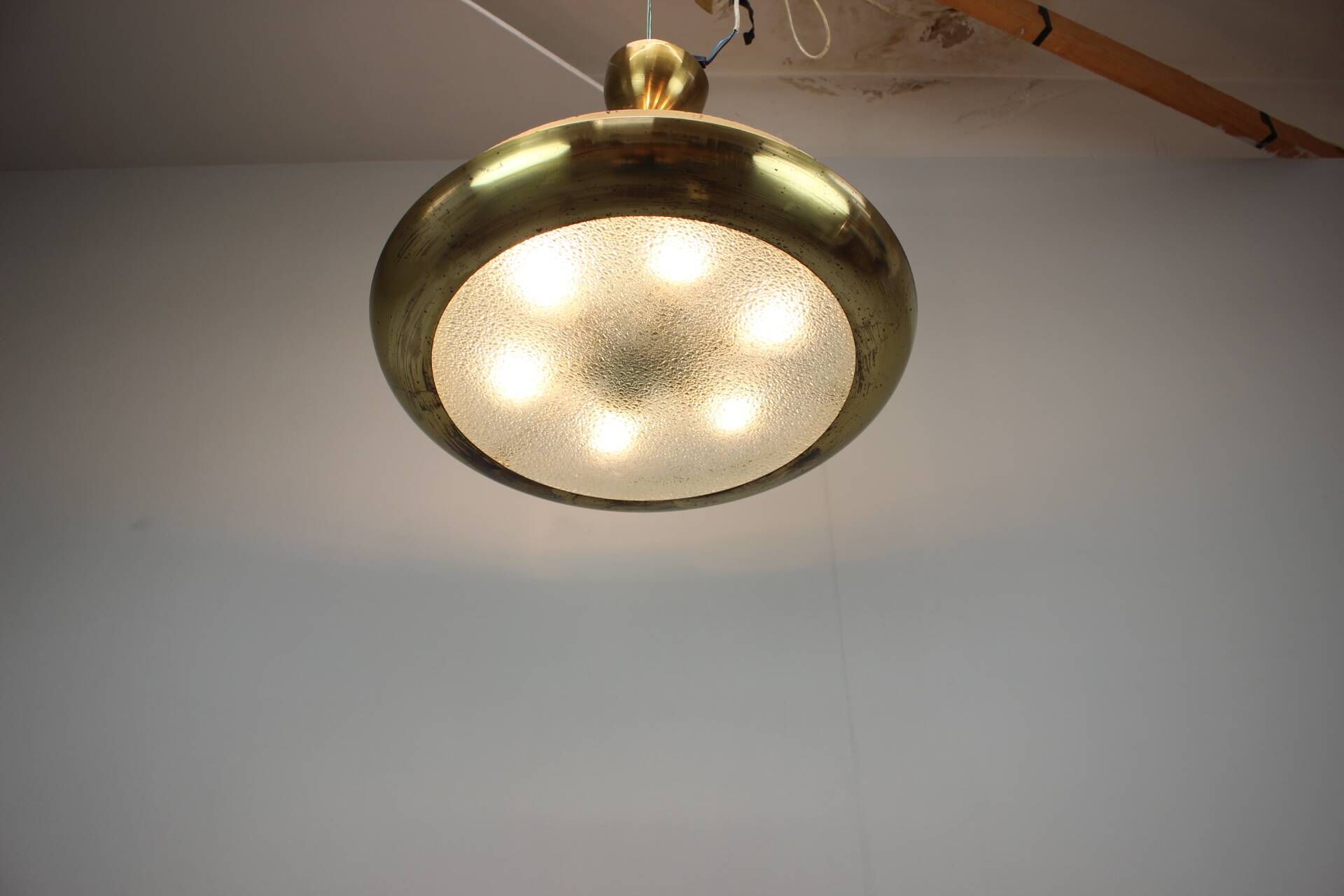 Bauhaus UFO pendant lamp by Josef Hurka for Napako, 1930s