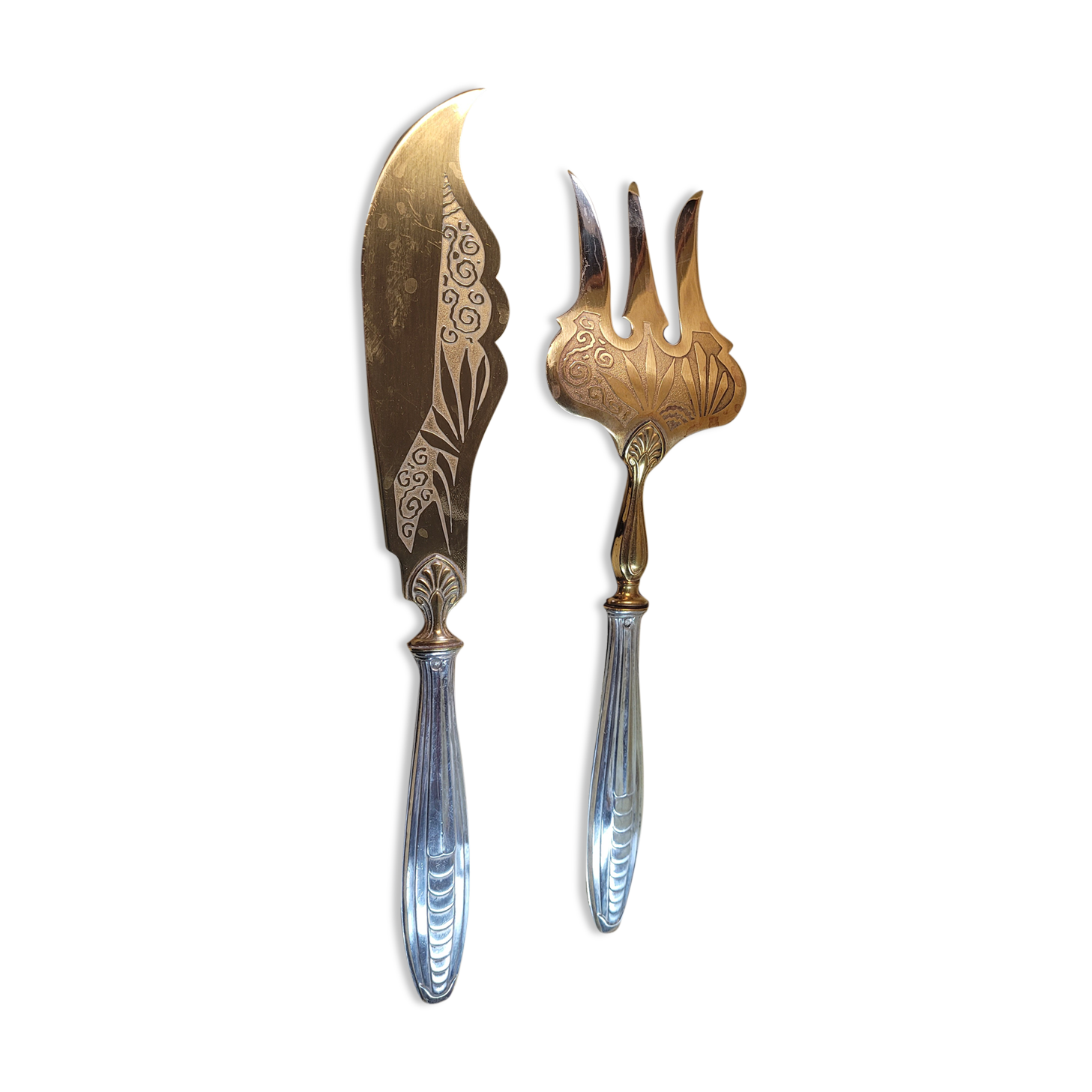 Art deco dessert service in stuffed silver