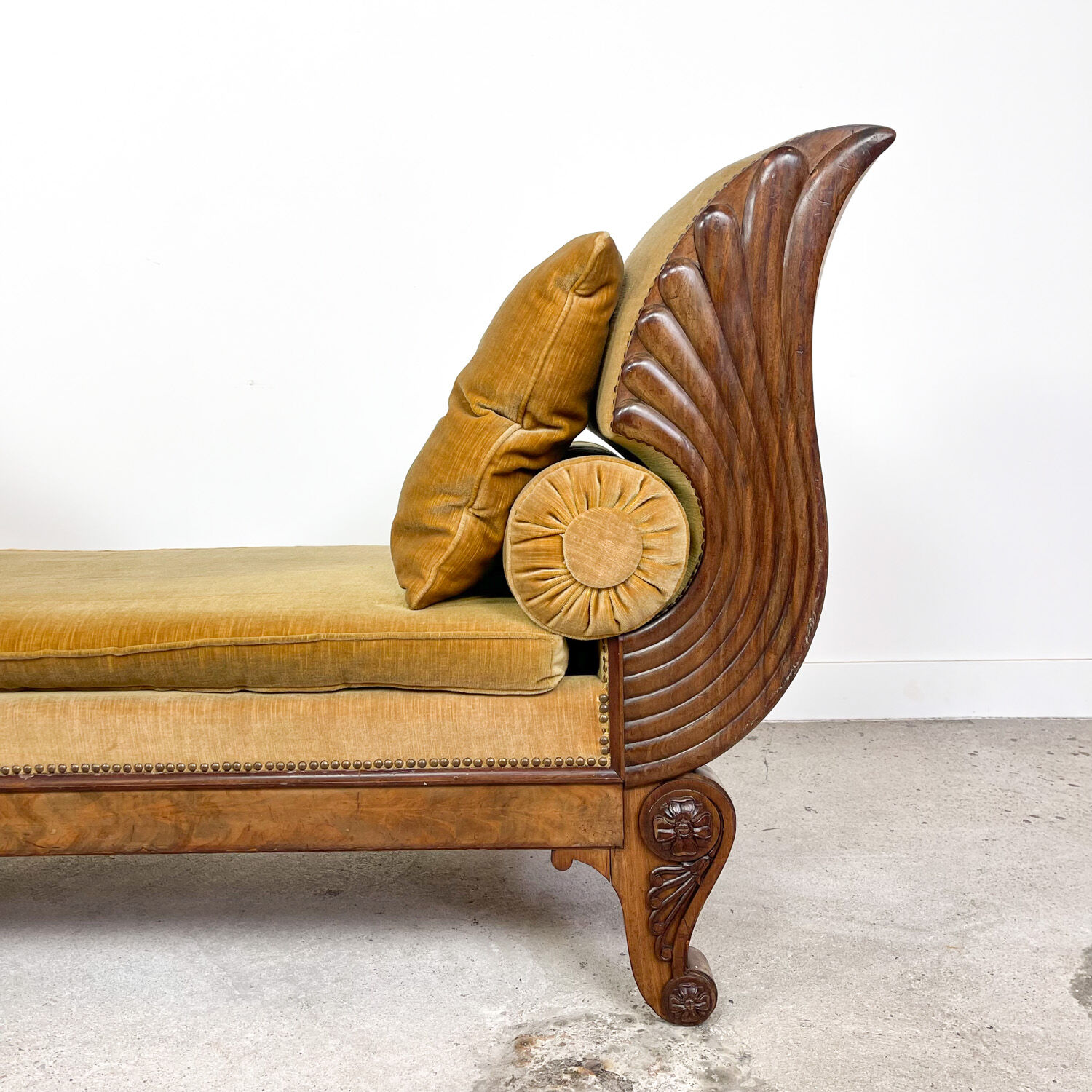 Antique french empire daybed with original velvet upholstery