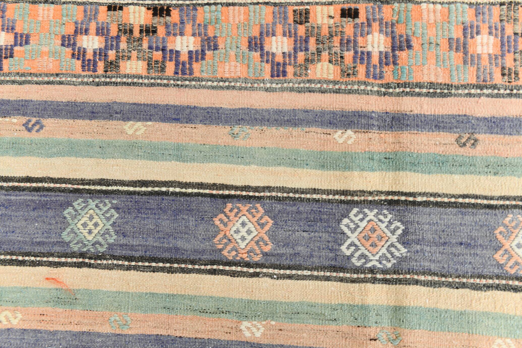 6x12 Pale Orange Green Handmade Vintage Rug, 174x359Cm