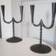 Pair of ancient wrought iron chandeliers in medieval high era 17th century