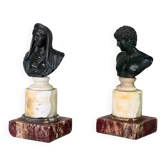 Two bronze busts in the style of the antique, 18th century.