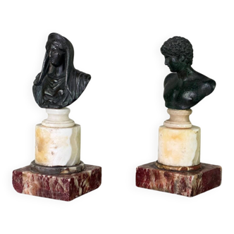 Two bronze busts in the style of the antique, 18th century.