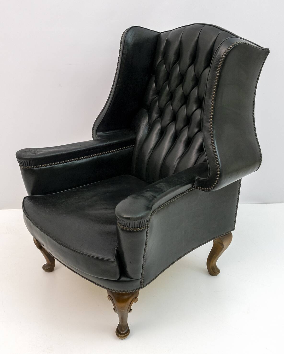 Georgian Style Rare Original Chesterfield Leather Armchair, 1950s