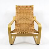 Leather and beechwood armchair by Noboru Nakamura for Ikea, 1990s