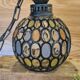 Vintage 1960s glass stained glass pendant light.