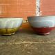 Pair of Antique Bowls Pottery Arlequin Rustrel Chiseled Ceramic + Enamel