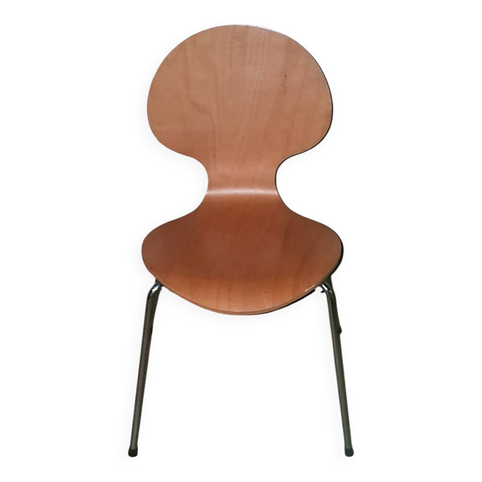 Ant chair design ETNE, wood and chrome metal