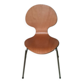 Chaise design fourmi ETNE, bois et métal chromé