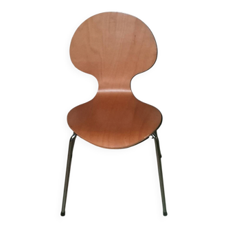 Ant chair design ETNE, wood and chrome metal