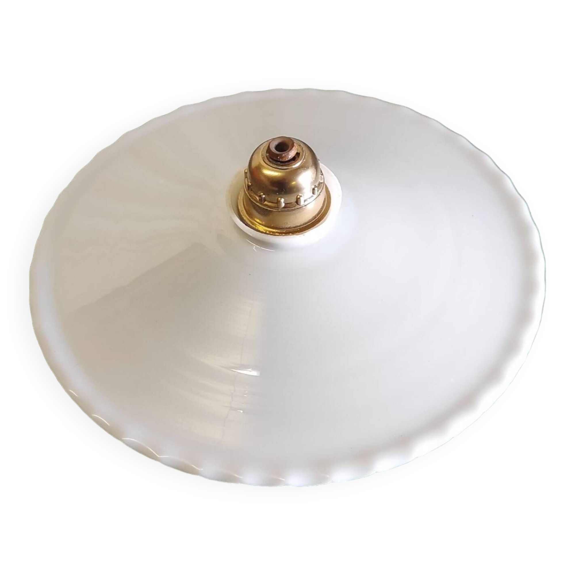 White opaline lampshade with wavy edges - mid. 20th century