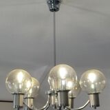 Glass and metal pendant light 1970