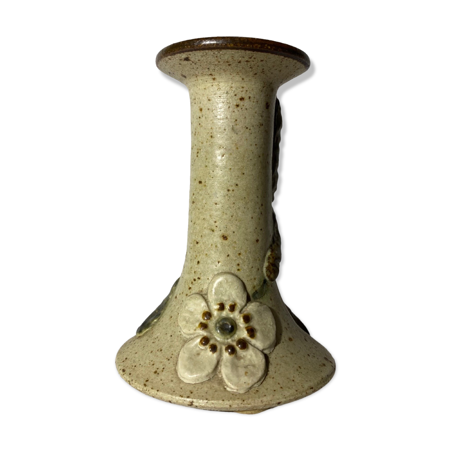 Retro flower ceramic candlestick holder from denmark | vintage candleholder from denmark