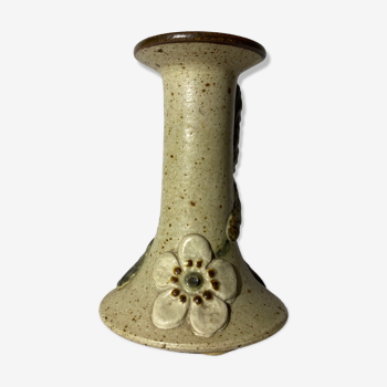 Retro flower ceramic candlestick holder from denmark | vintage candleholder from denmark