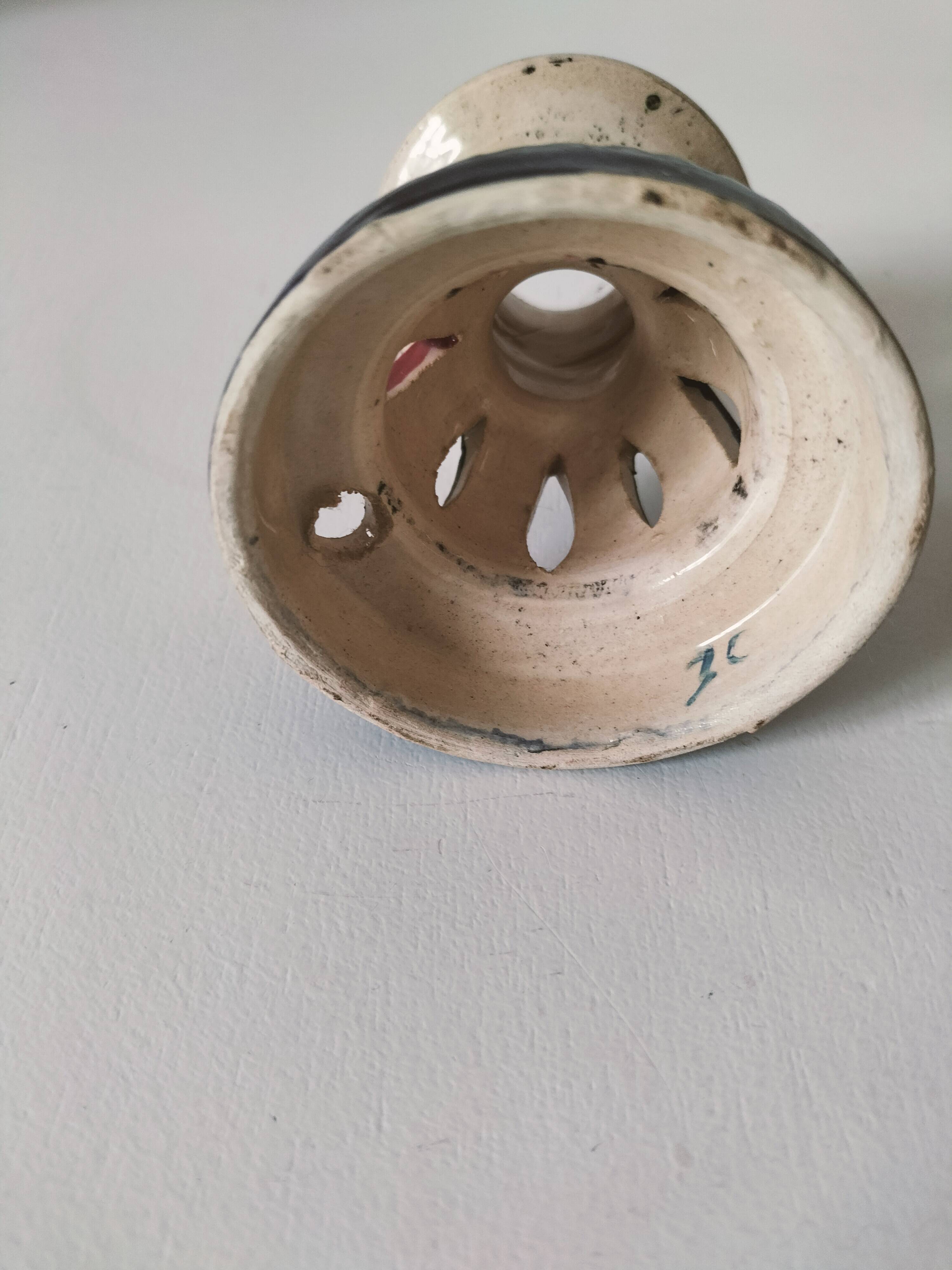 Openwork glazed ceramic candlestick-lantern – Tunisia, 1960s–1980s