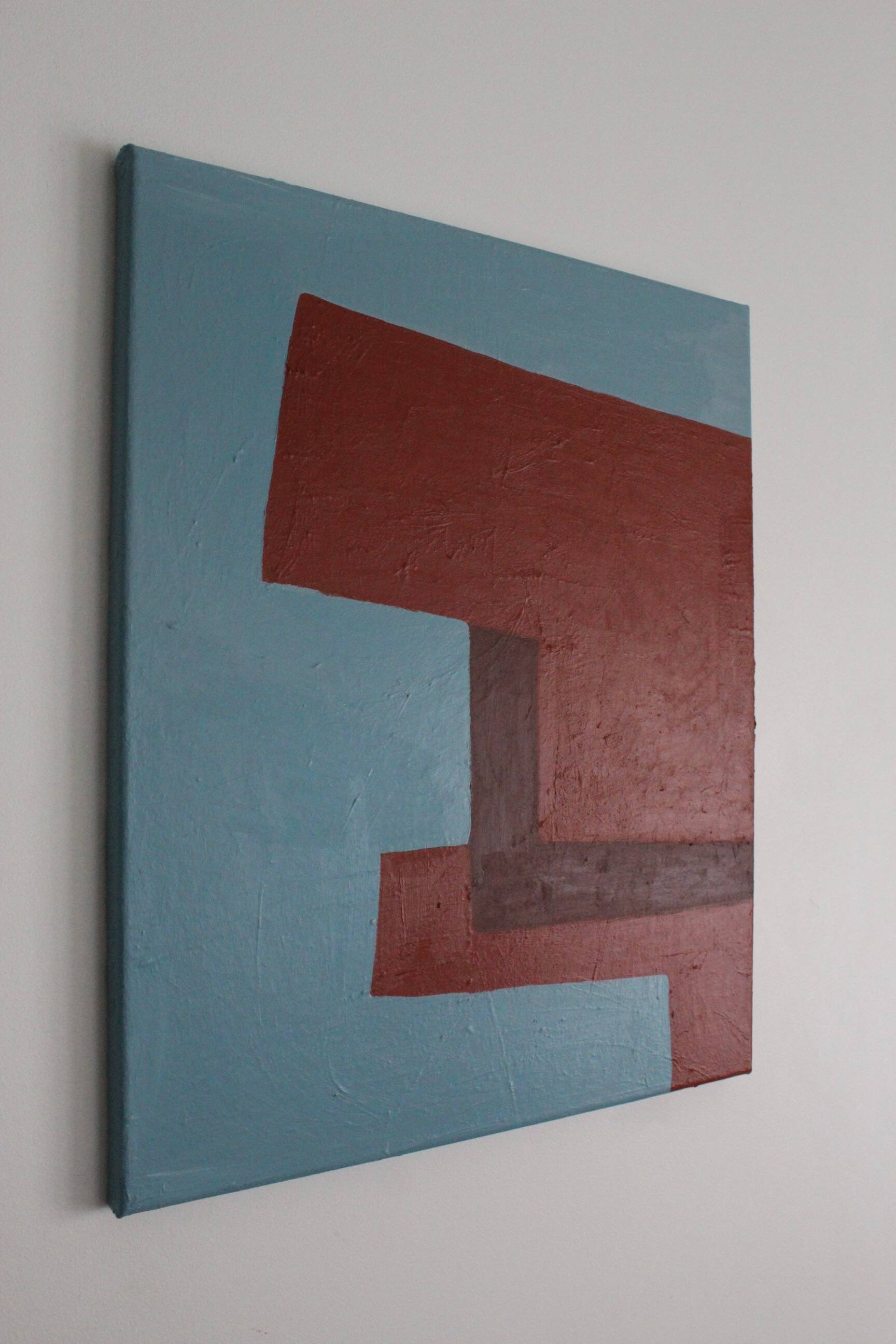Minimalist canvas "structure in blue and red"