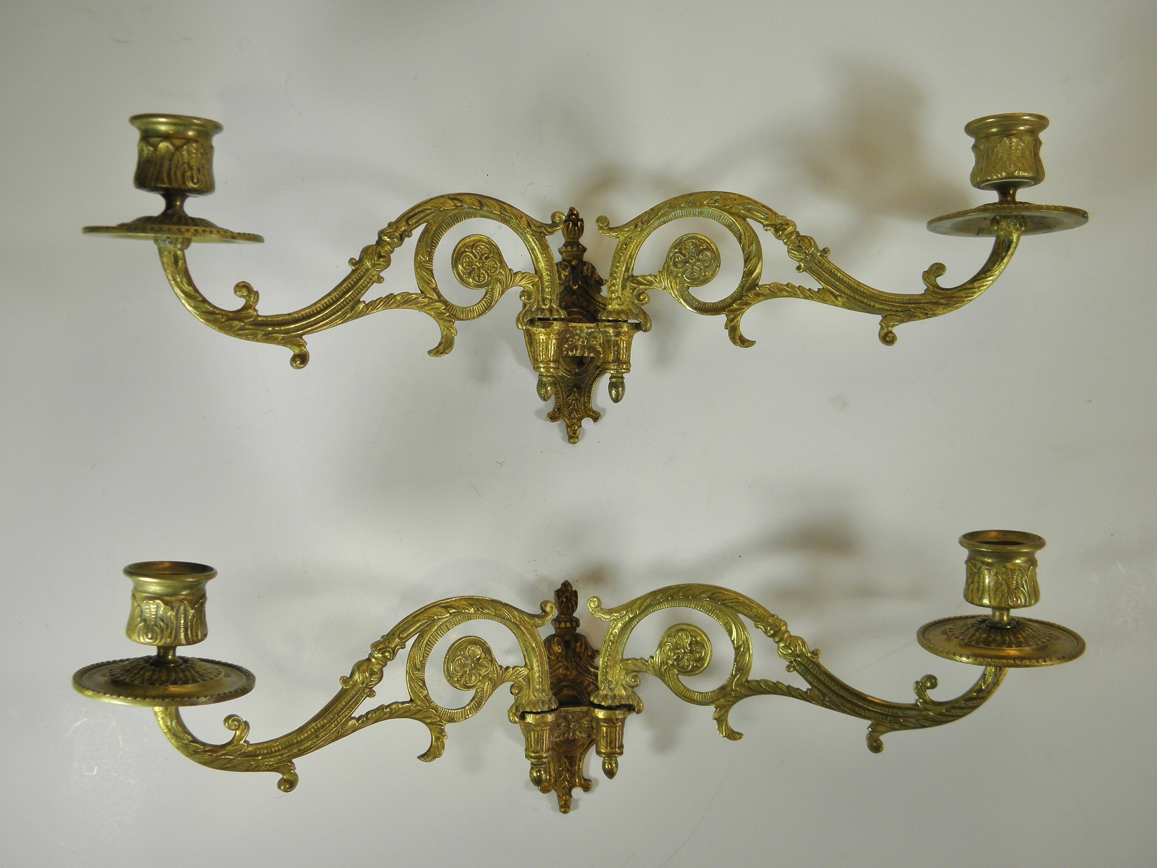 PAIR OF BRONZE WALL LIGHTS/CHANDELIERS