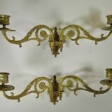 PAIR OF BRONZE WALL LIGHTS/CHANDELIERS