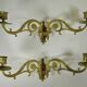 PAIRE d'APPLIQUES CHANDELIERS en BRONZE