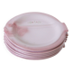 Lot de 6 assiettes en barbotine rose modèle "Poisson", Faïencerie de Pornic "Mélusine", 1970