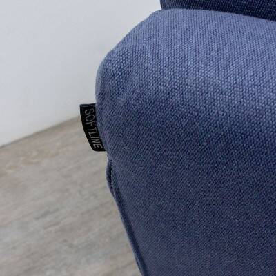 Softline scope armchair in blue fabric