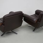 Pair of Vintage De Sede DS-31 Swivel Armchairs in Brown Leather