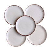 Lot de cinq assiettes plates en grès