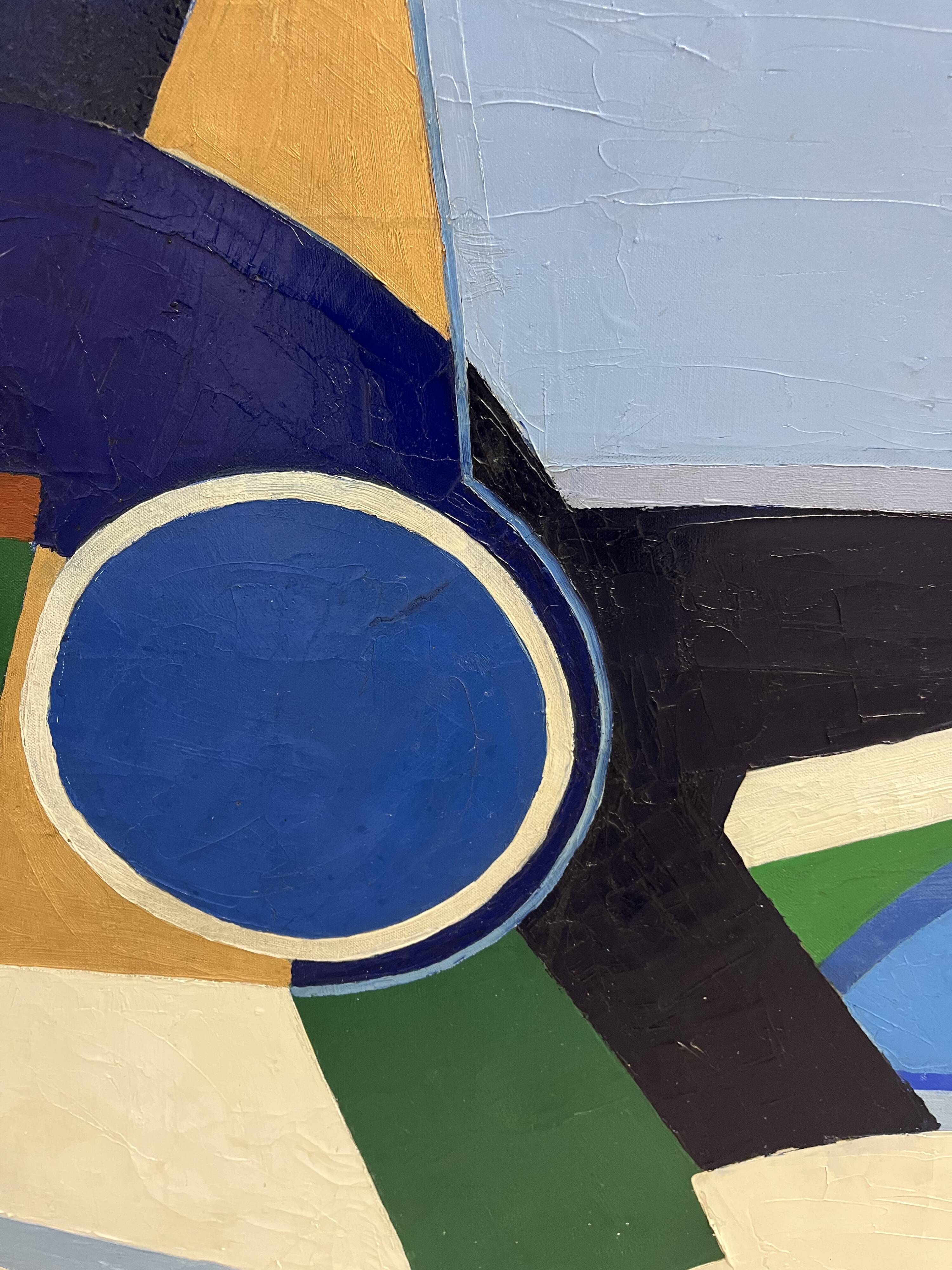 Contemporary painting abstract composition, unsigned, 20th century, oil on canvas, 130x81cm, unframed