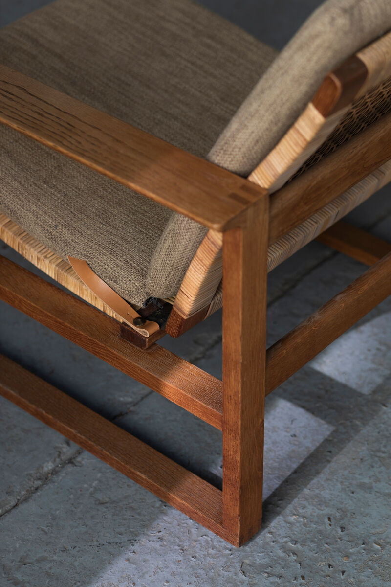 Set of 2 lounge chairs and one footrest by Borge Mogensen for Fredericia Denmark 1960’s