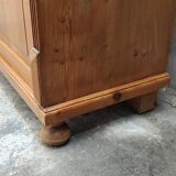 Large waxed pine bookcase with two doors