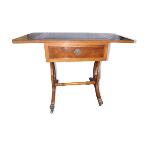 Table de jeu ancienne bois et cuir