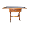 Table de jeu ancienne bois et cuir vert ornementé