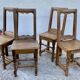 Série de 4 chaises lorraines XIXé bois rustiques