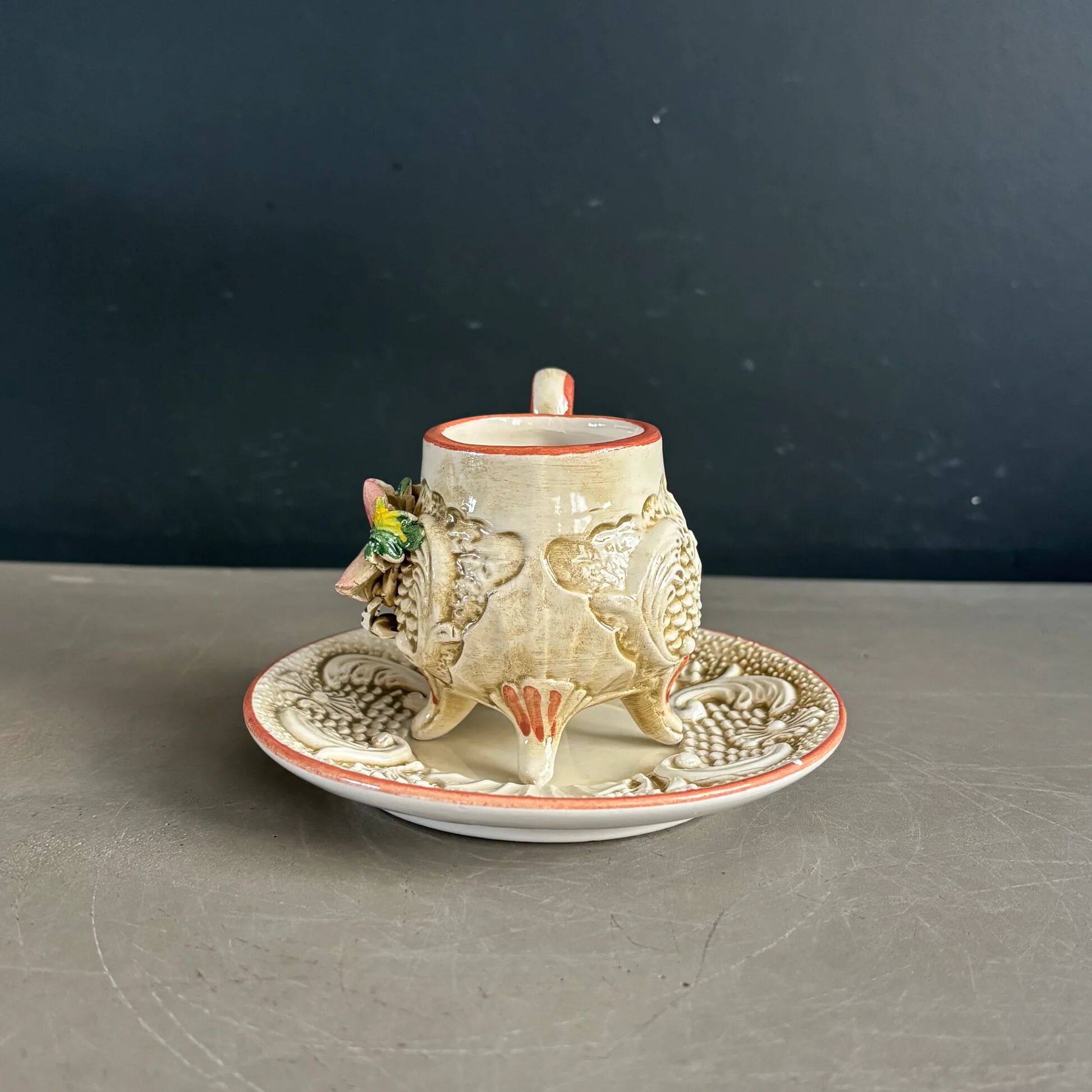 Coffee cup with saucer from Capodimonte, Italy, 1950s.