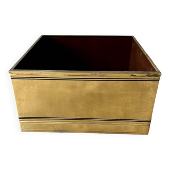 Plant box, storage box on casters in gold metal