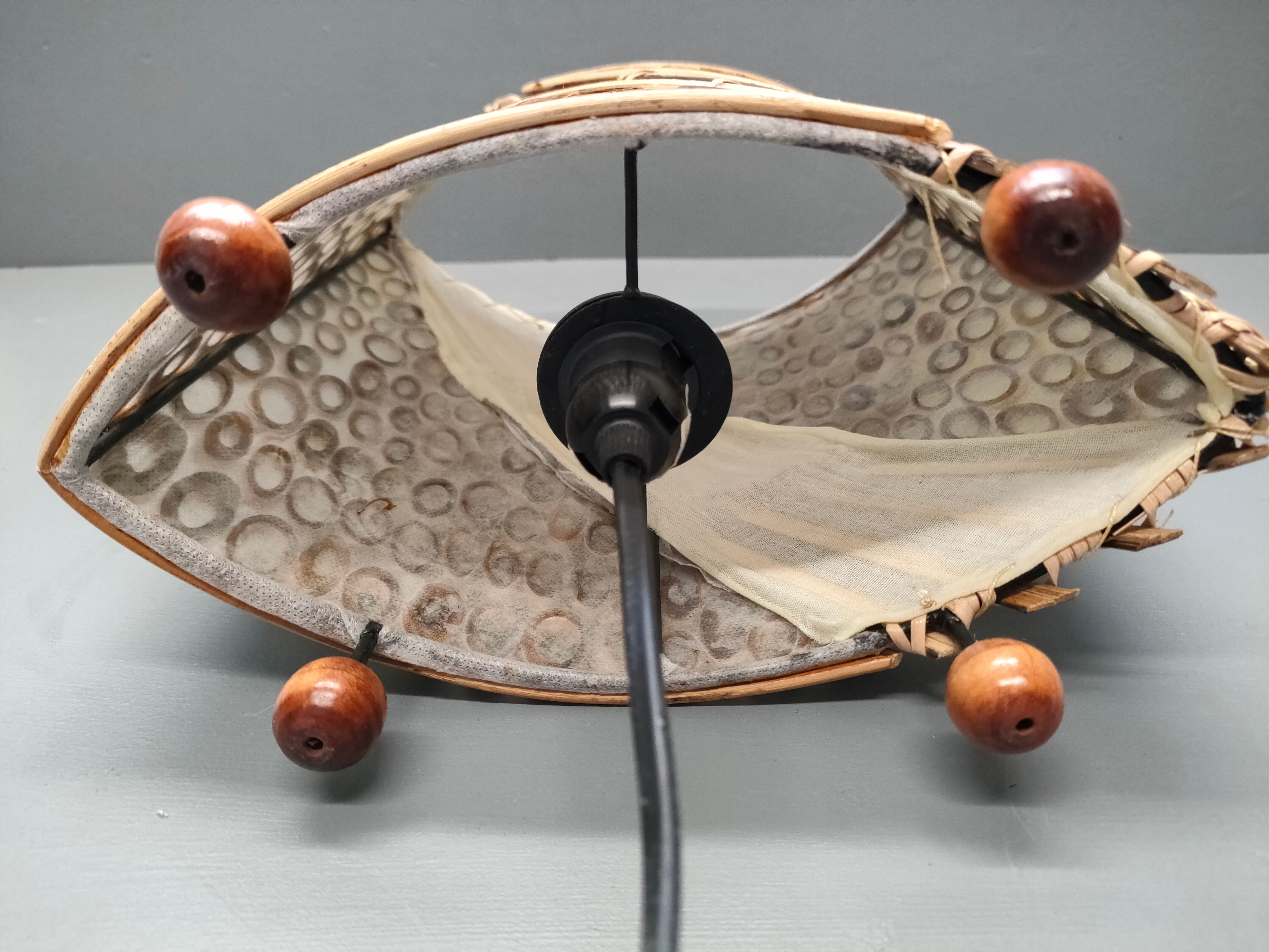 Lamp in rattan wicker and wood late XIXth