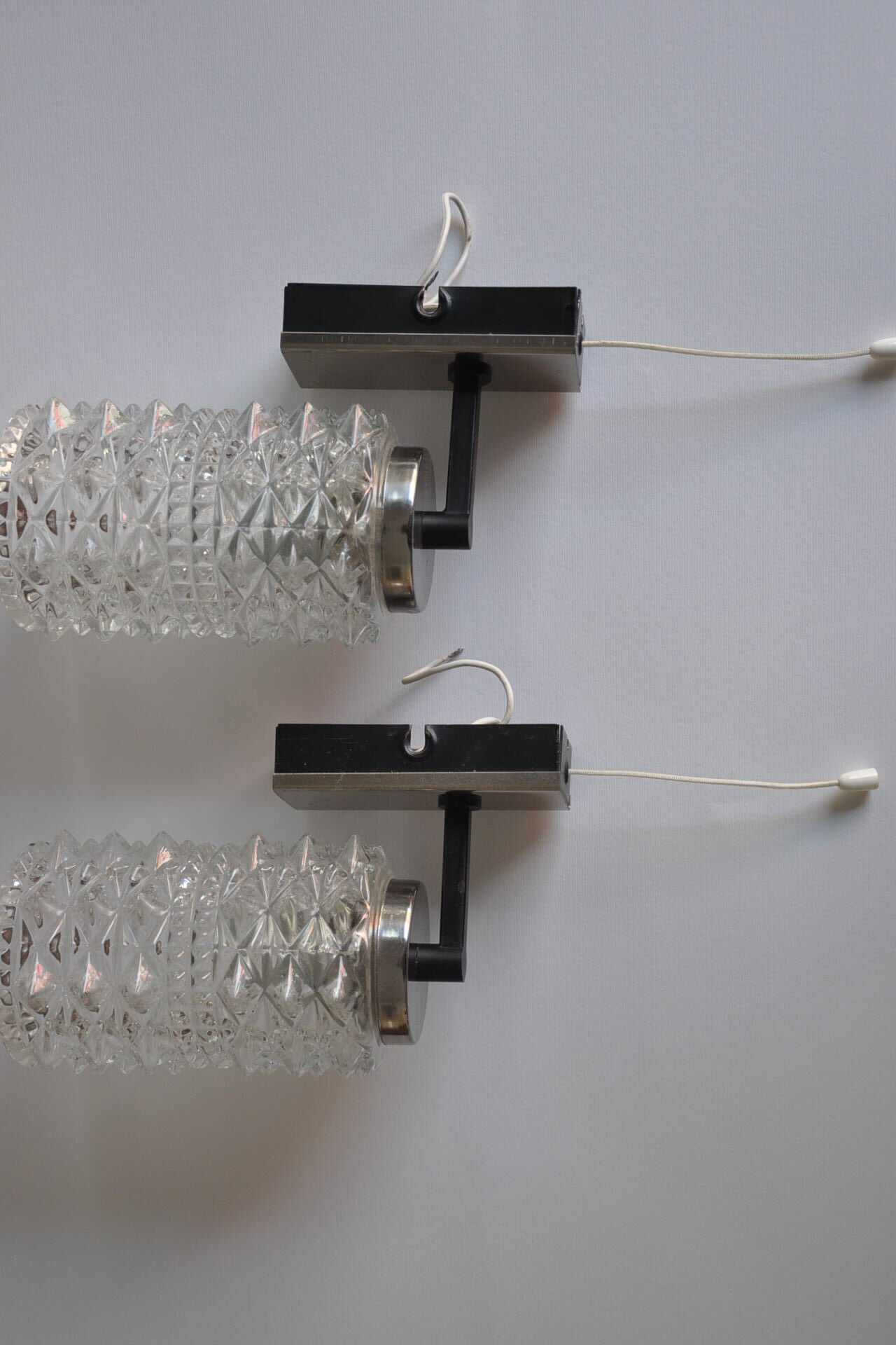 Pair of iron, chromed metal and glass years 50 / 60