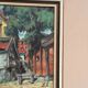 Original oil on panel “Red cottages” by Ingrid Larsblad, vintage & framed 30×40cm